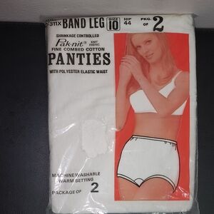 Vintage Pac-Nit Knit Fabric Fine Combed White Cotton Panties Set Of 2 sz 10